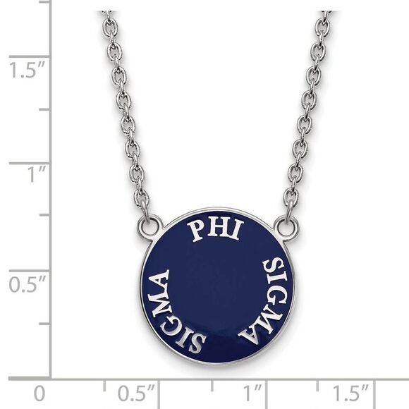 Sterling Silver Phi Sigma Sigma Large Enamel Disc Necklace - Picture 2 of 5